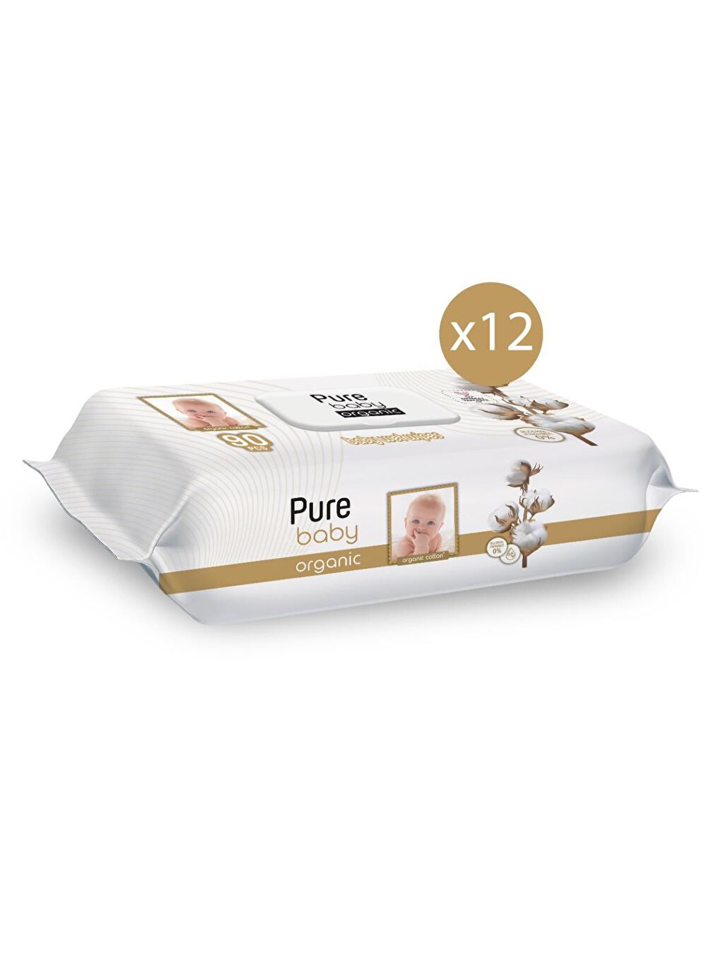 Pure Baby Renksiz Organik Pamuklu Islak Havlu 12×90 (1080 Yaprak) - 1