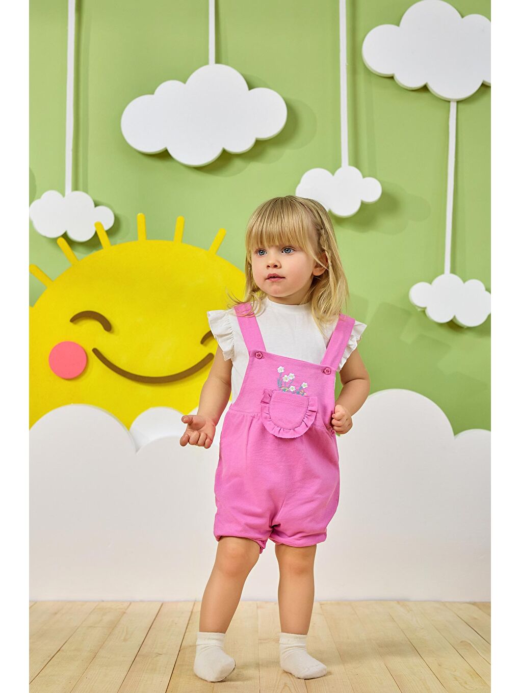 Minycenter Karışık Kız Bebek Salopet Set - 1