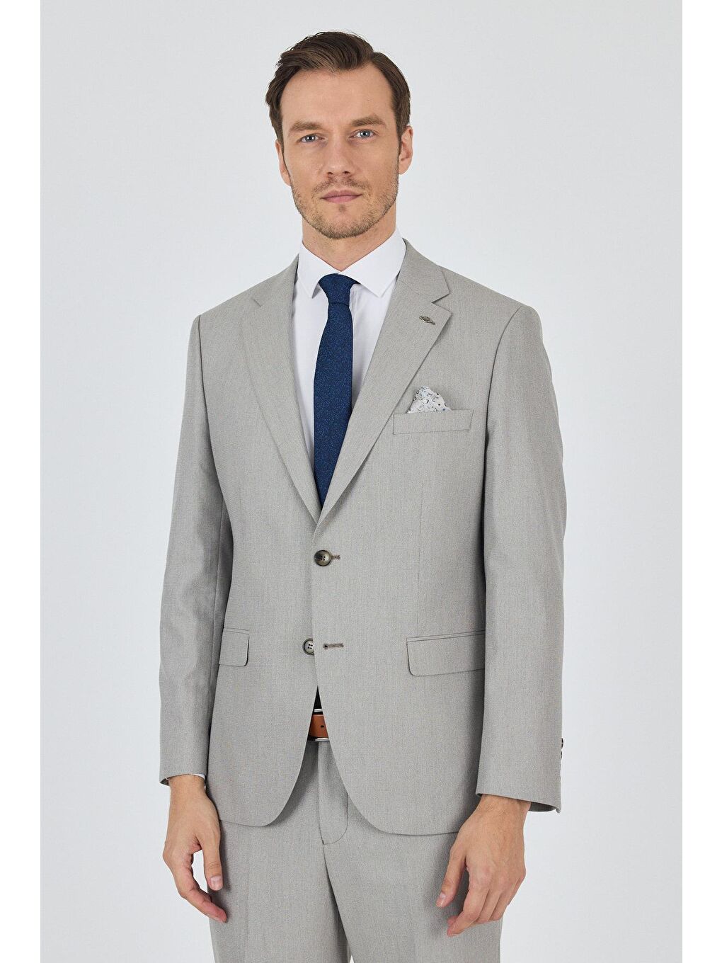 Açık Bej Mono Yaka Astarlı Çift Yırtmaç Esnek 6 Drop Comfort Fit Classic Takım Elbise 1001250161-2