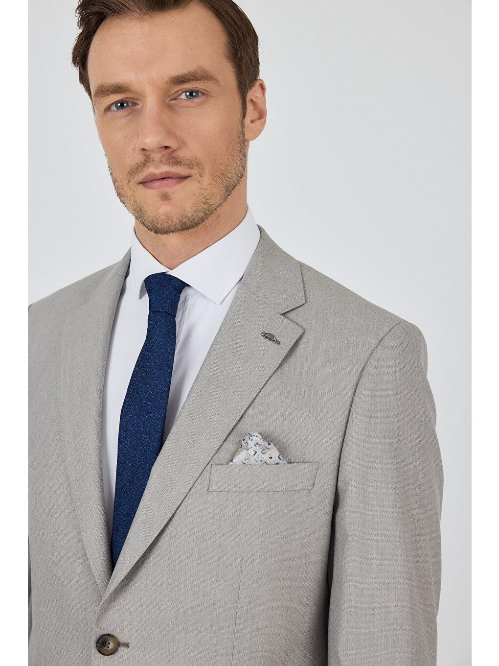 Açık Bej Mono Yaka Astarlı Çift Yırtmaç Esnek 6 Drop Comfort Fit Classic Takım Elbise 1001250161-3