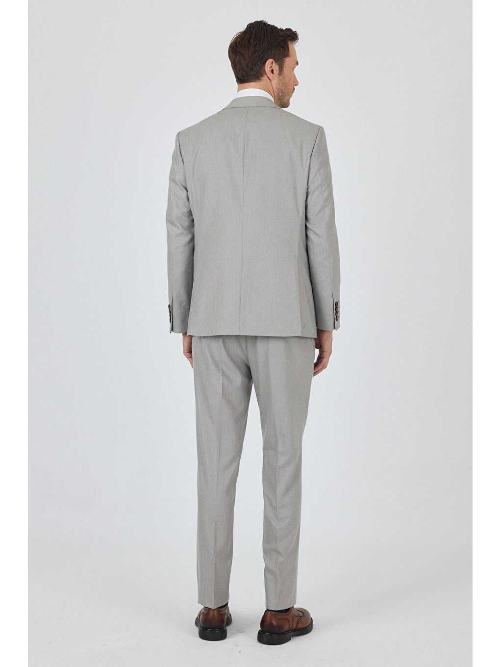 Açık Bej Mono Yaka Astarlı Çift Yırtmaç Esnek 6 Drop Comfort Fit Classic Takım Elbise 1001250161-4