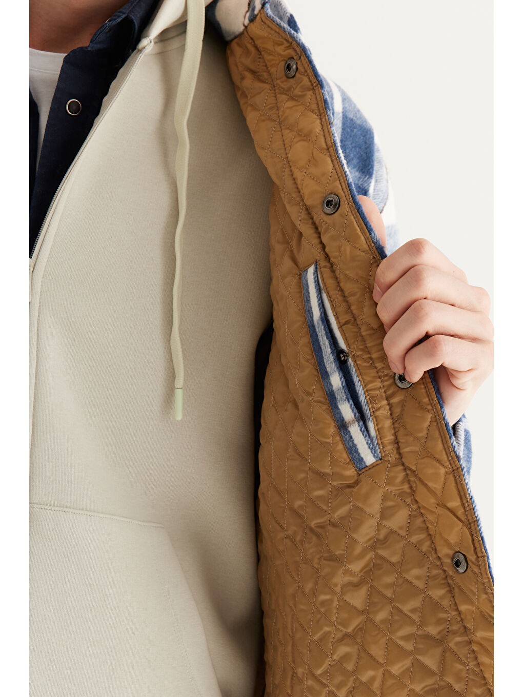 Erkek Lacivert Standart Fit Normal Kesim Klasik Yaka Kareli Gömlek Ceket-5