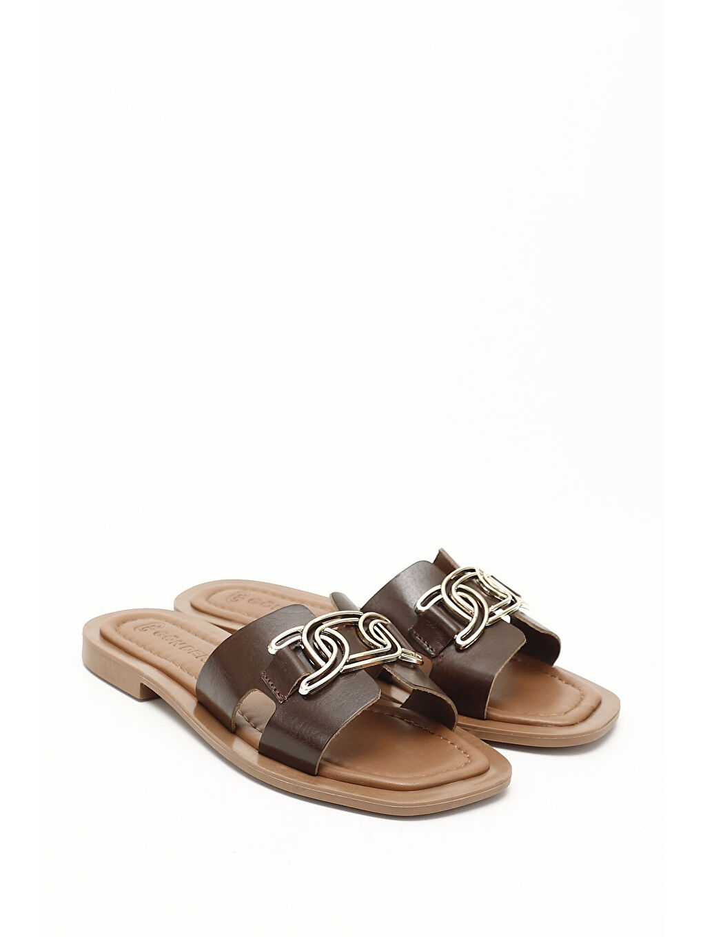 Kahverengi Kadın ÇİKOLATA KAHVE Tokalı Hakiki Deri Terlik