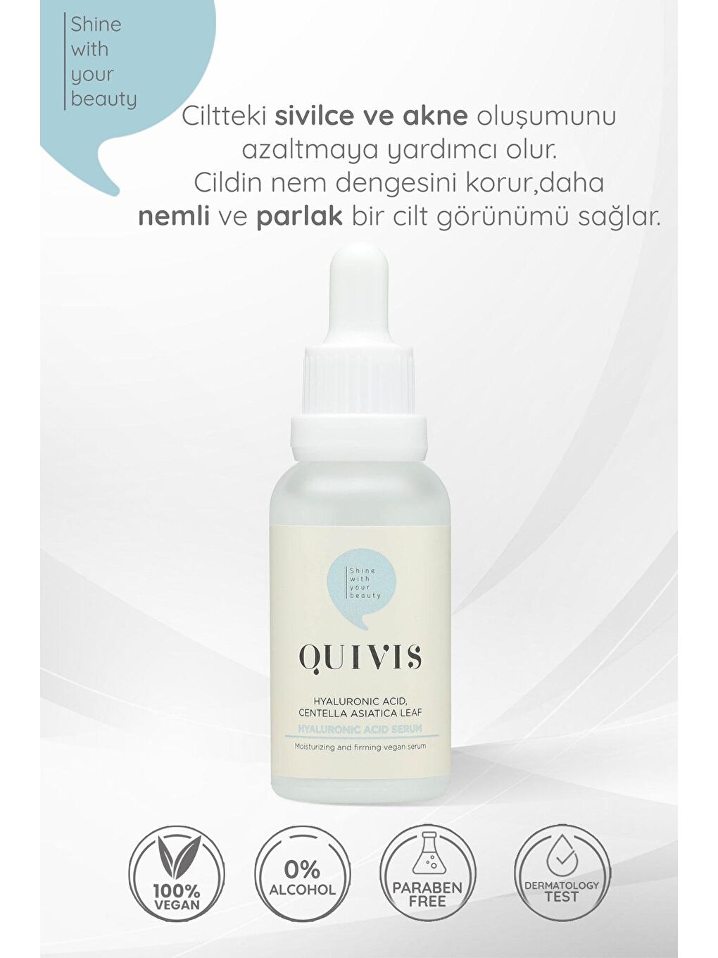 quivis Renksiz 3’lü Cilt Bakım Seti- Glikolik Asit Tonik 200ml - Hyaluronik Serum 30ml ve Niacinamide Serum 30ml - 4