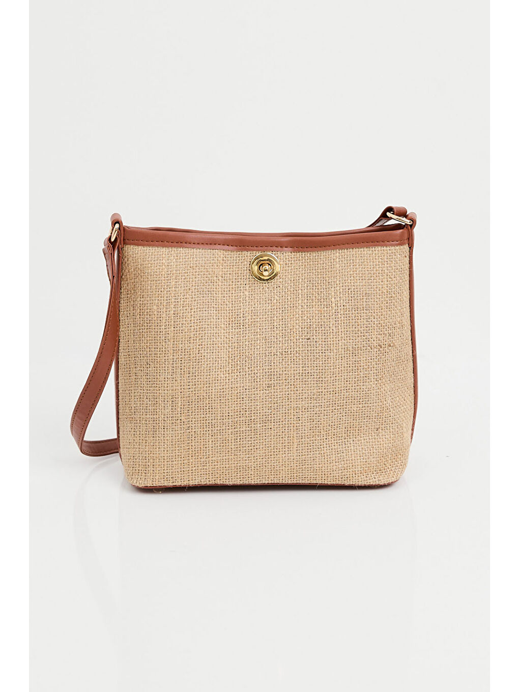 Kahverengi 010174 Yavrulu Hasır Omuz Çantası - Taba-3