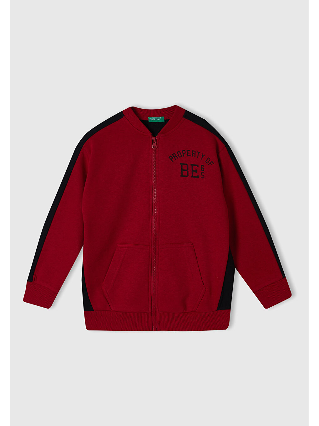 Erkek Çocuk Kırmızı Slogan Baskılı Renk Bloklu Sweatshirt