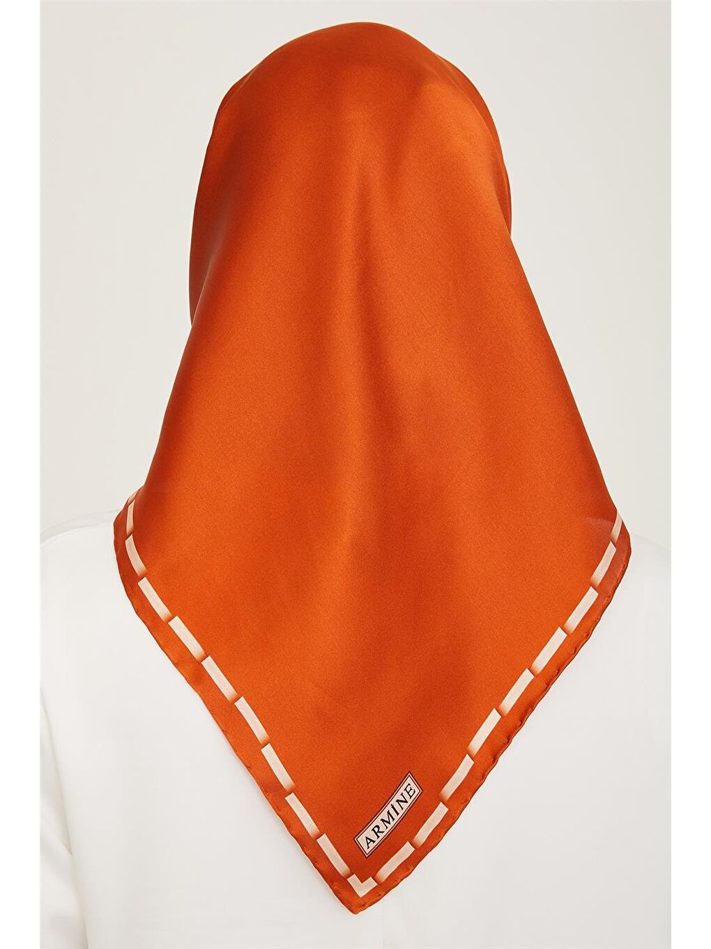 Turuncu Klasik Desenli Twill İpek Eşarp 24Ya9165 31 12-3