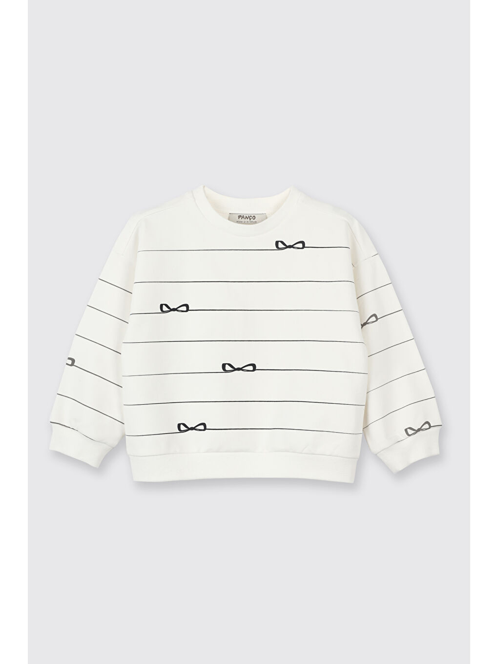 Kız Bebek Fiyonk Desenli Ekru Sweatshirt