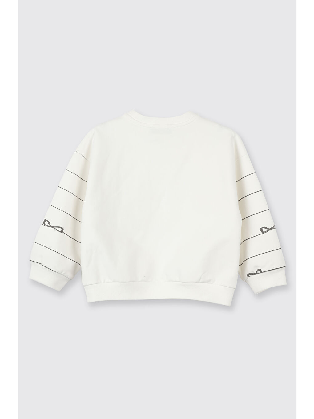 Kız Bebek Fiyonk Desenli Ekru Sweatshirt-1