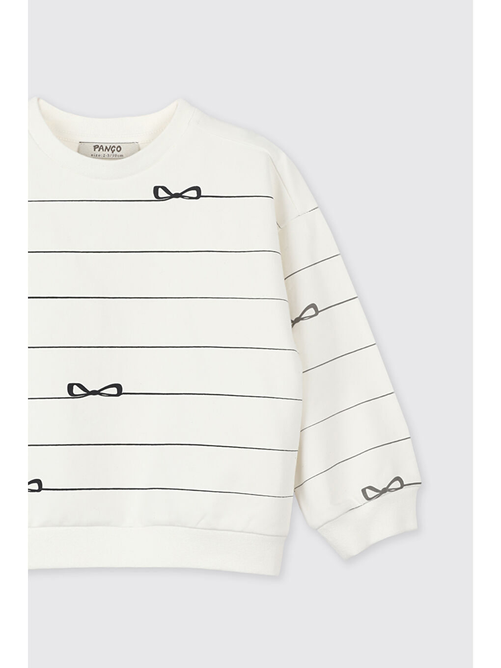 Kız Bebek Fiyonk Desenli Ekru Sweatshirt-2