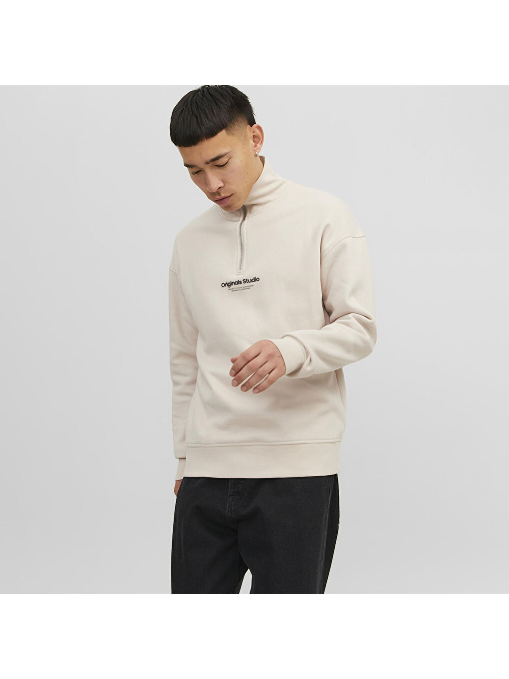 Jack & Jones Bej Vesterbro Quarter Zip Erkek Bej Dik Yaka Sweatshirt