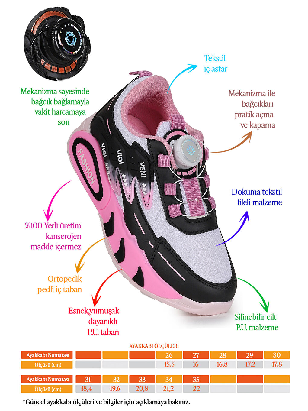 Beyaz Gary Hafif Taban Bağcık Mekanizmalı Kız Çocuk Spor Ayakkabı-1