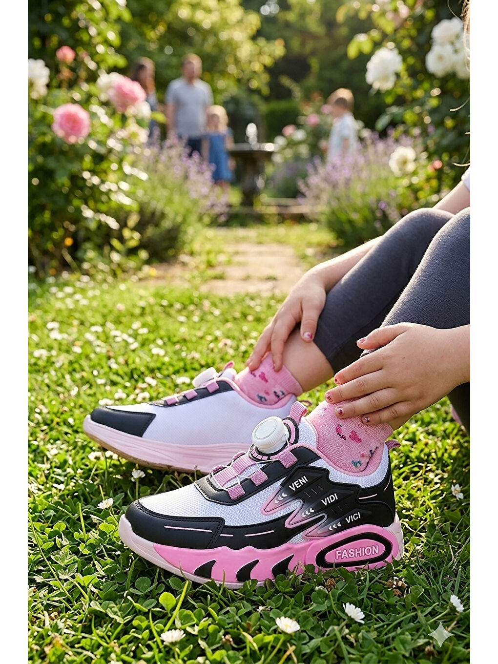 Beyaz Gary Hafif Taban Bağcık Mekanizmalı Kız Çocuk Spor Ayakkabı-2