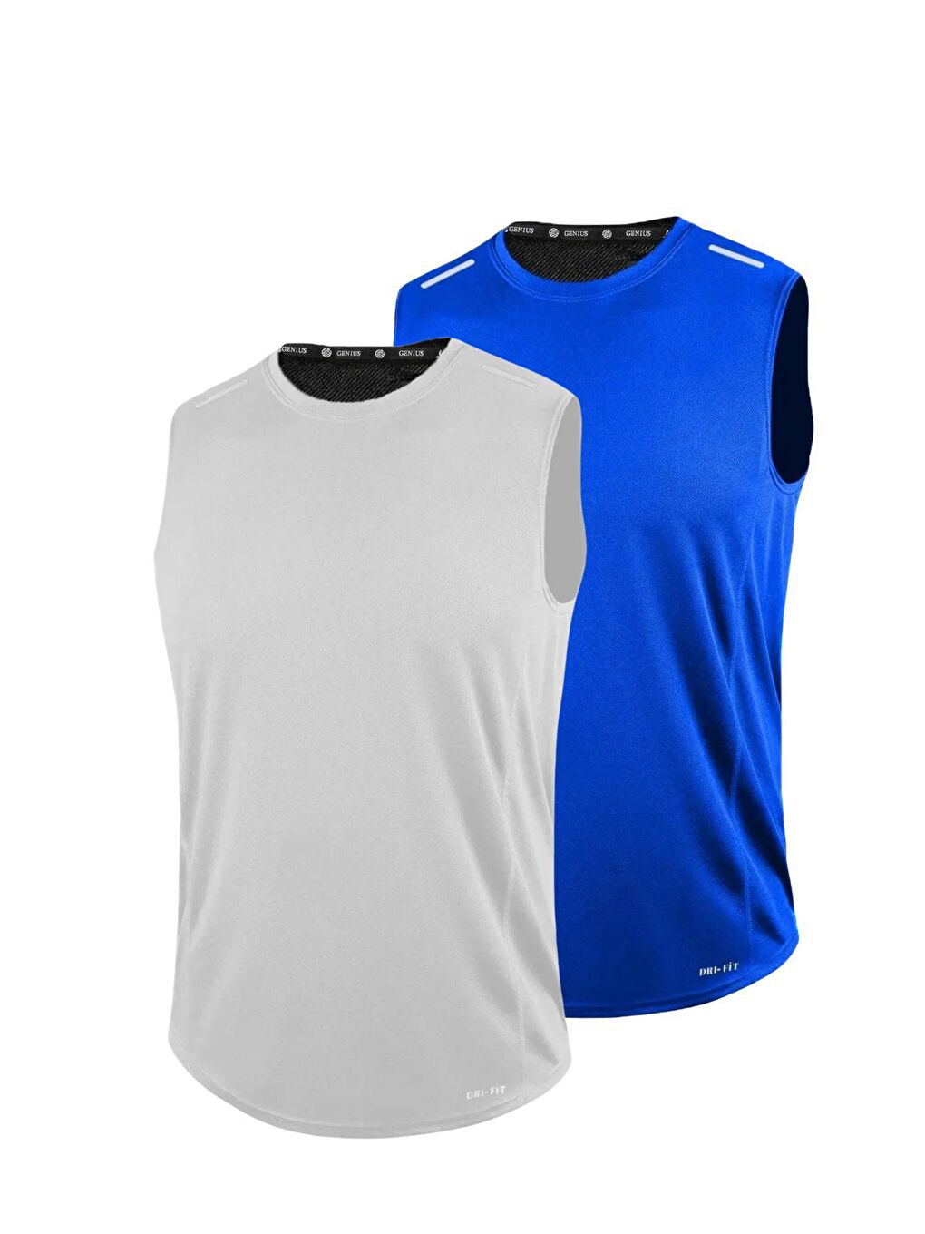 Gri 2'li Erkek Nem Emici Hızlı Kuruma Teknik Performans Sporcu Sıfır Kol T-shirt DRIFIT-SIFIRKOL2