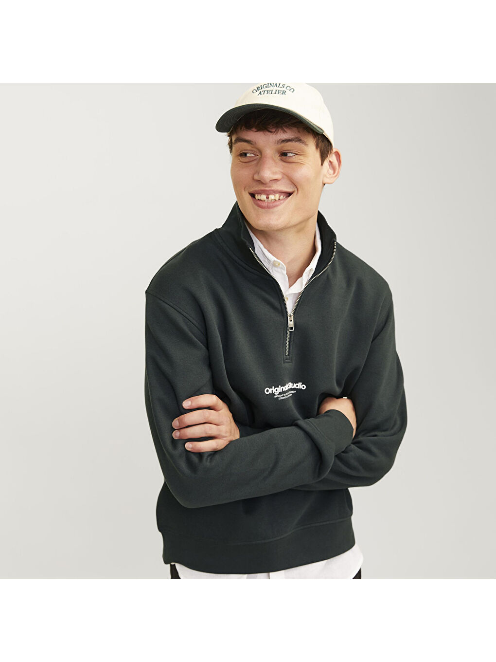 Jack & Jones Yeşil Vesterbro Quarter Zip Erkek Yeşil Dik Yaka Sweatshirt - 1