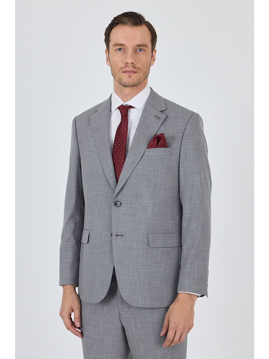 Gri Mono Yaka Esnek 4 Drop Comfort Fit Classic Takım Elbise 1001250159