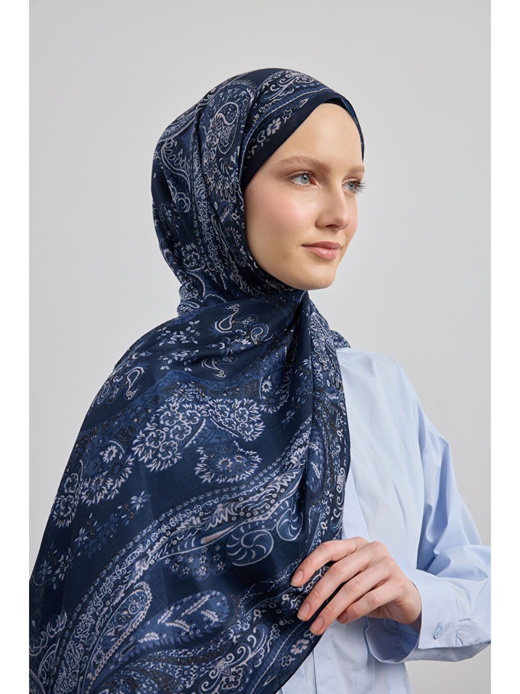 Pamuk Şal Flow İndigo-3