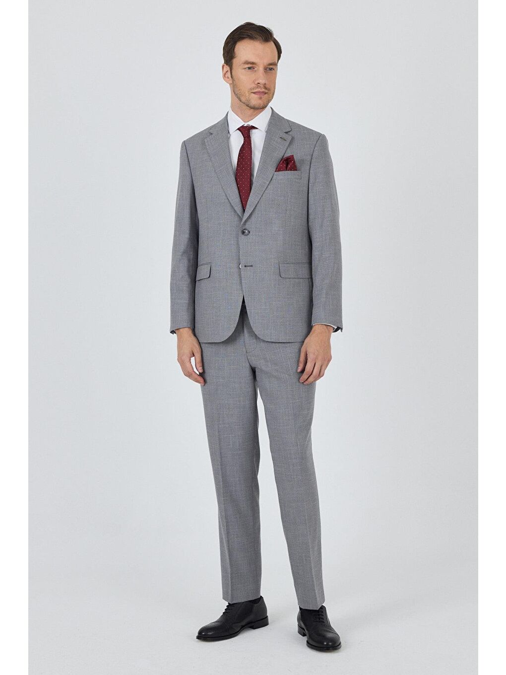 Gri Mono Yaka Esnek 4 Drop Comfort Fit Classic Takım Elbise 1001250159-1