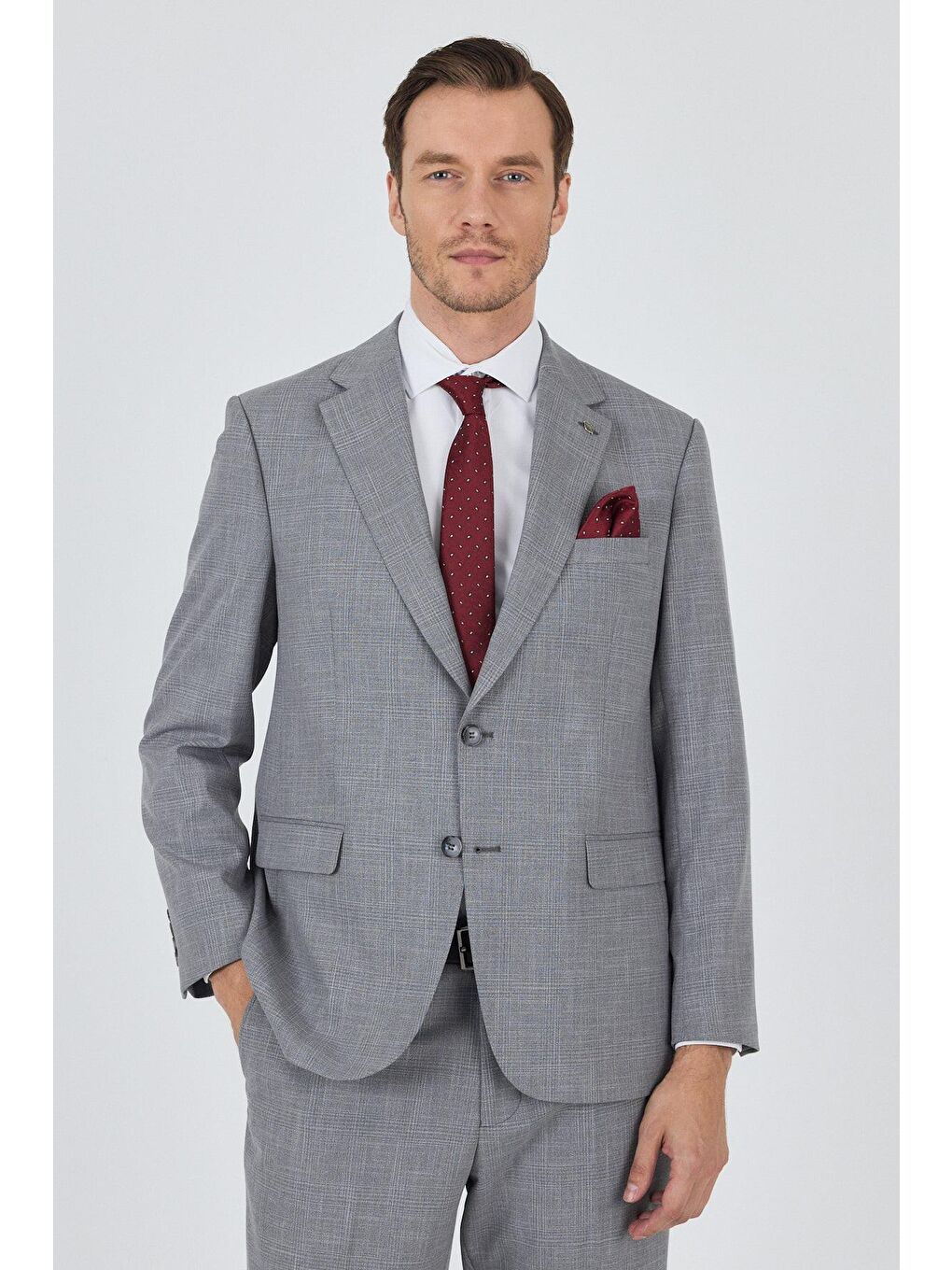 Gri Mono Yaka Esnek 4 Drop Comfort Fit Classic Takım Elbise 1001250159-2
