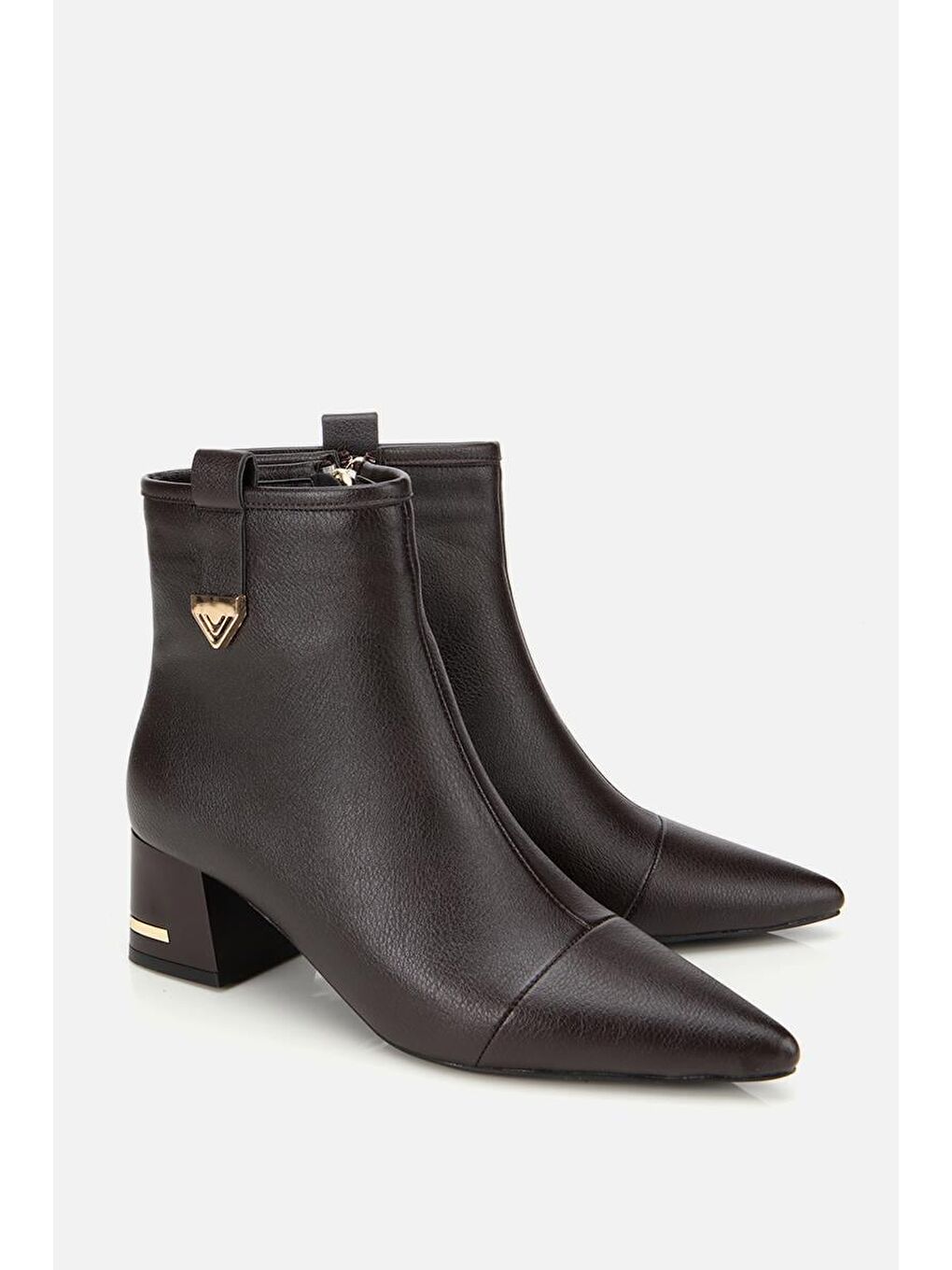 Kadın Kahverengi Tokalı Kalın Topuklu Bot-1