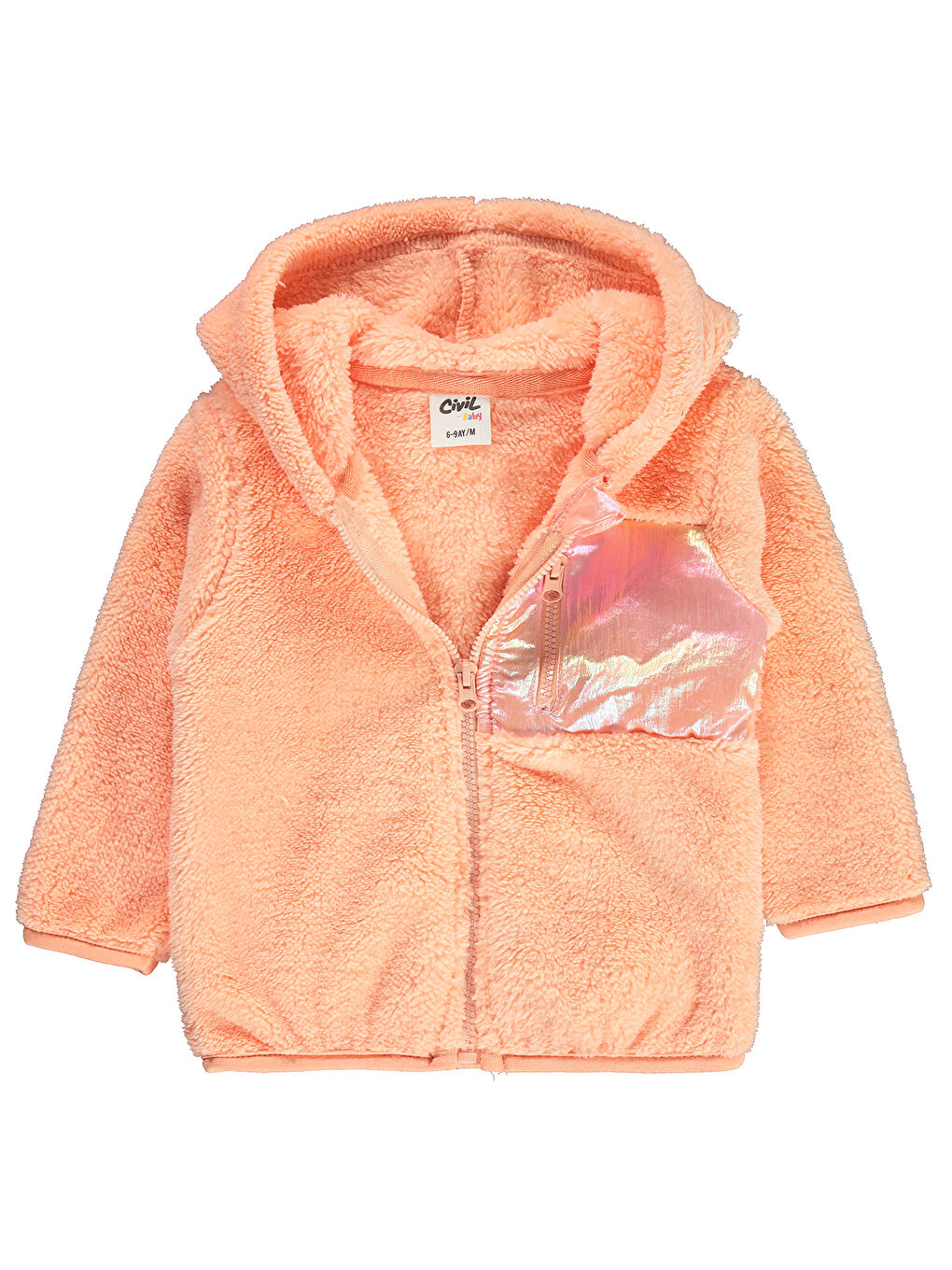 Civil Somon Baby Kız Bebek Fermuarlı Sweatshirt  Kapüşonlu  18 Ay Somon - 1