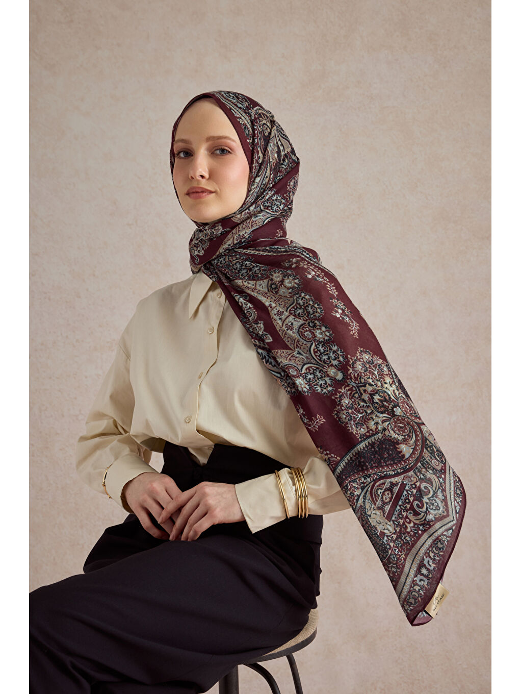 Pamuk Şal Flow Bordo-1