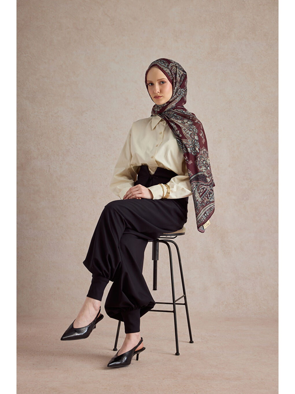 Pamuk Şal Flow Bordo-2