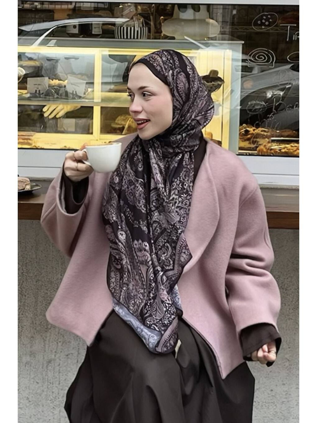 Pamuk Şal Flow Mürdüm Eriği-5