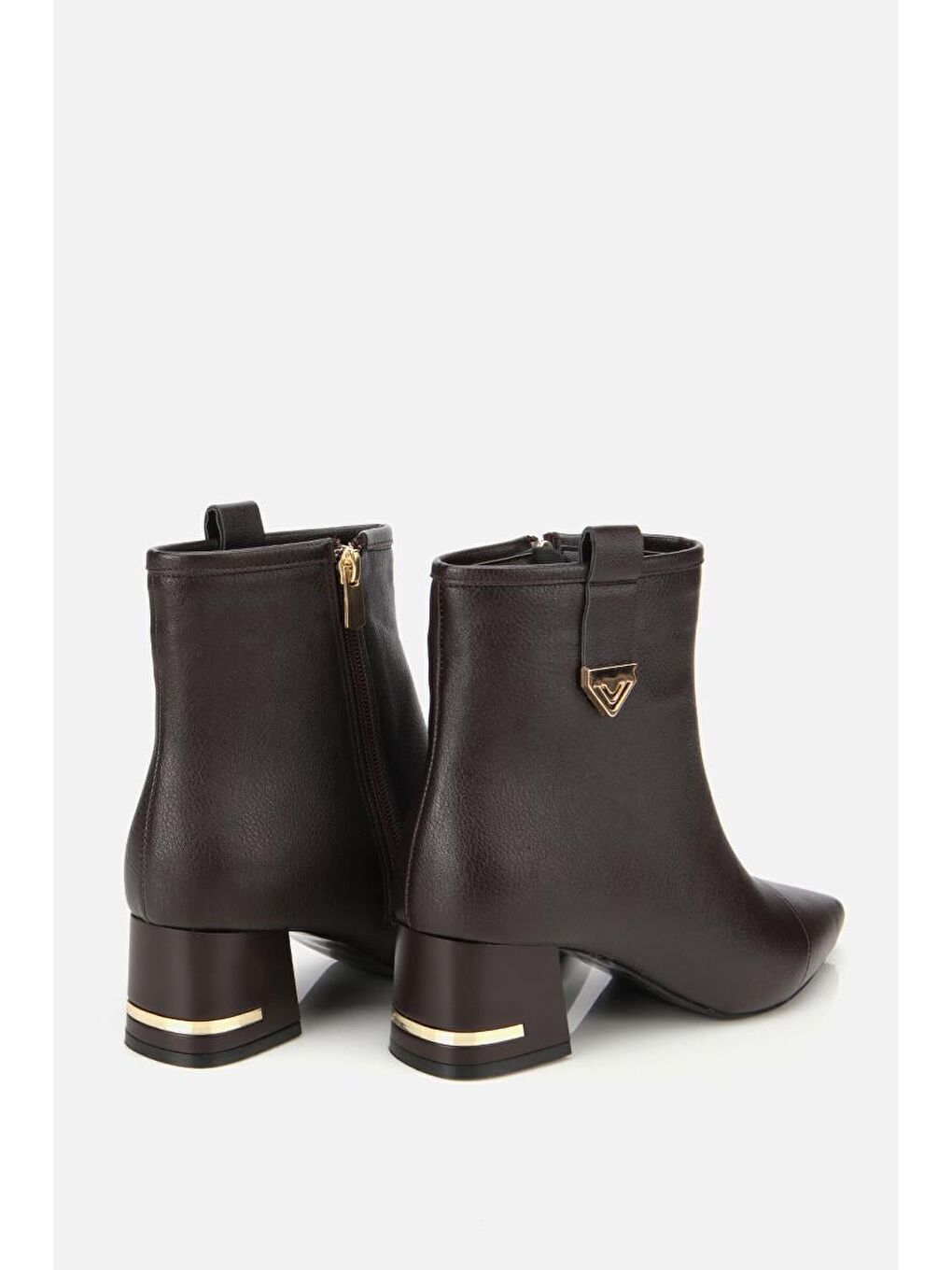 Kadın Kahverengi Tokalı Kalın Topuklu Bot-3