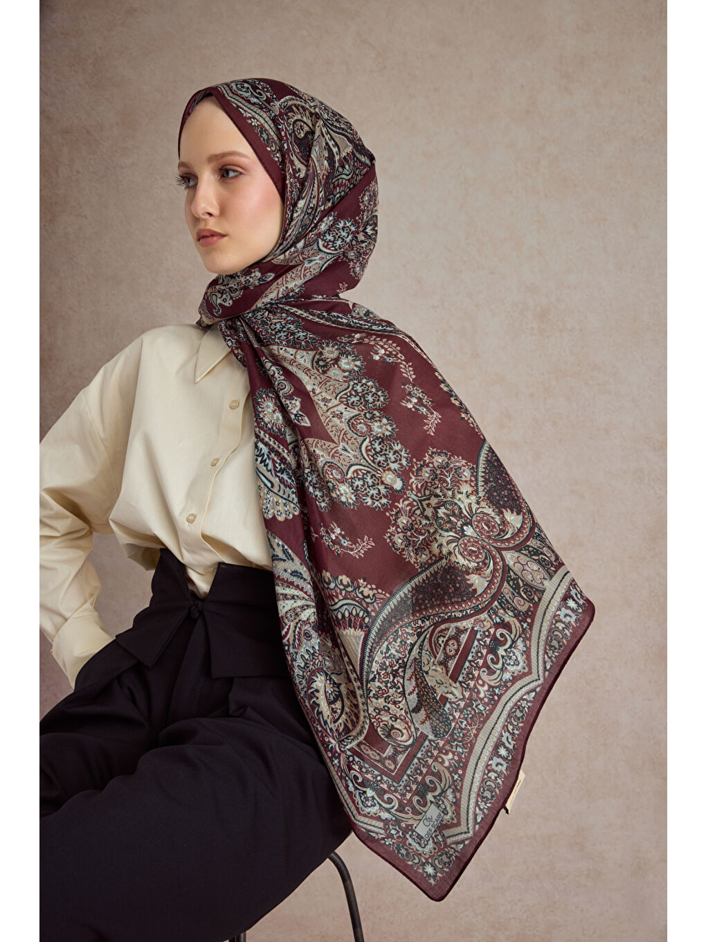 Pamuk Şal Flow Bordo-3