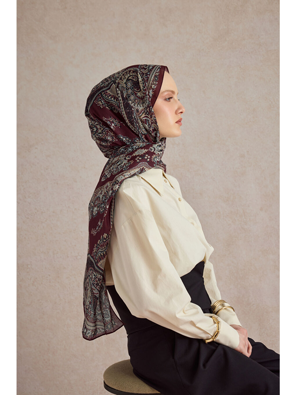 Pamuk Şal Flow Bordo-4