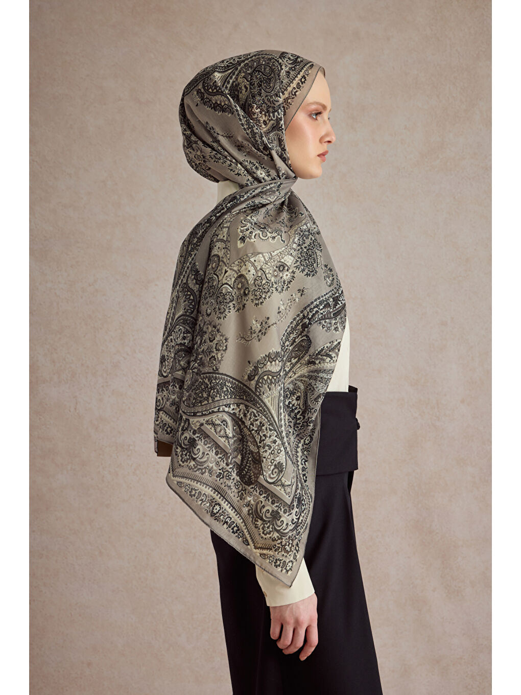 Bej Pamuk Şal Flow Taş-2