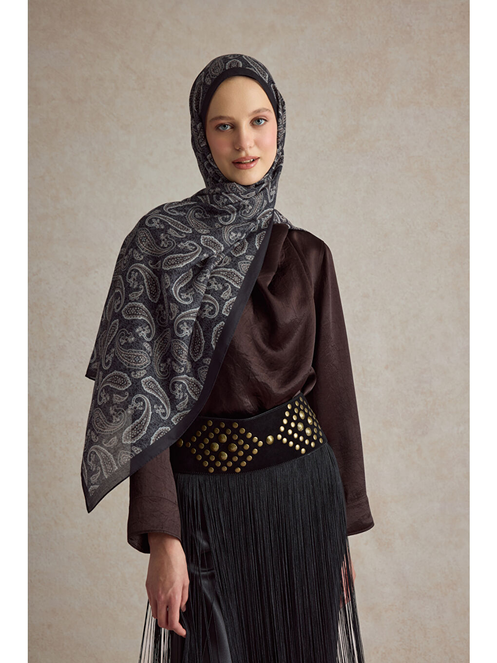 Kahverengi Pamuk Şal Lune Kahve-1