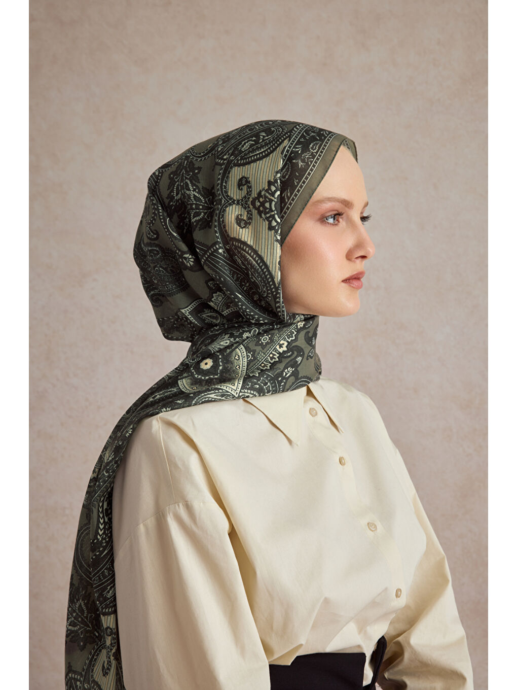 Pamuk Şal Shadow Haki Yeşil