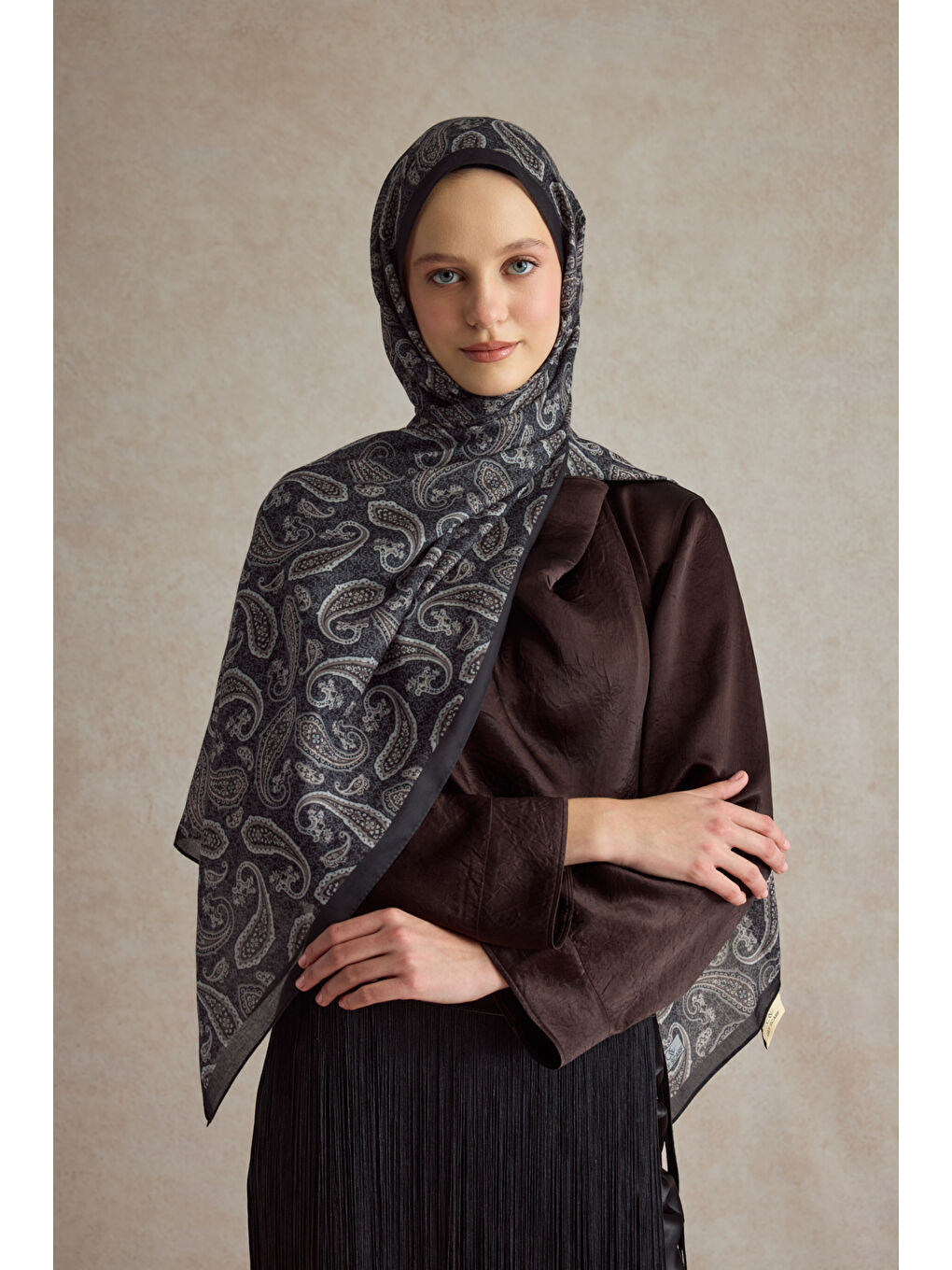 Kahverengi Pamuk Şal Lune Kahve-4