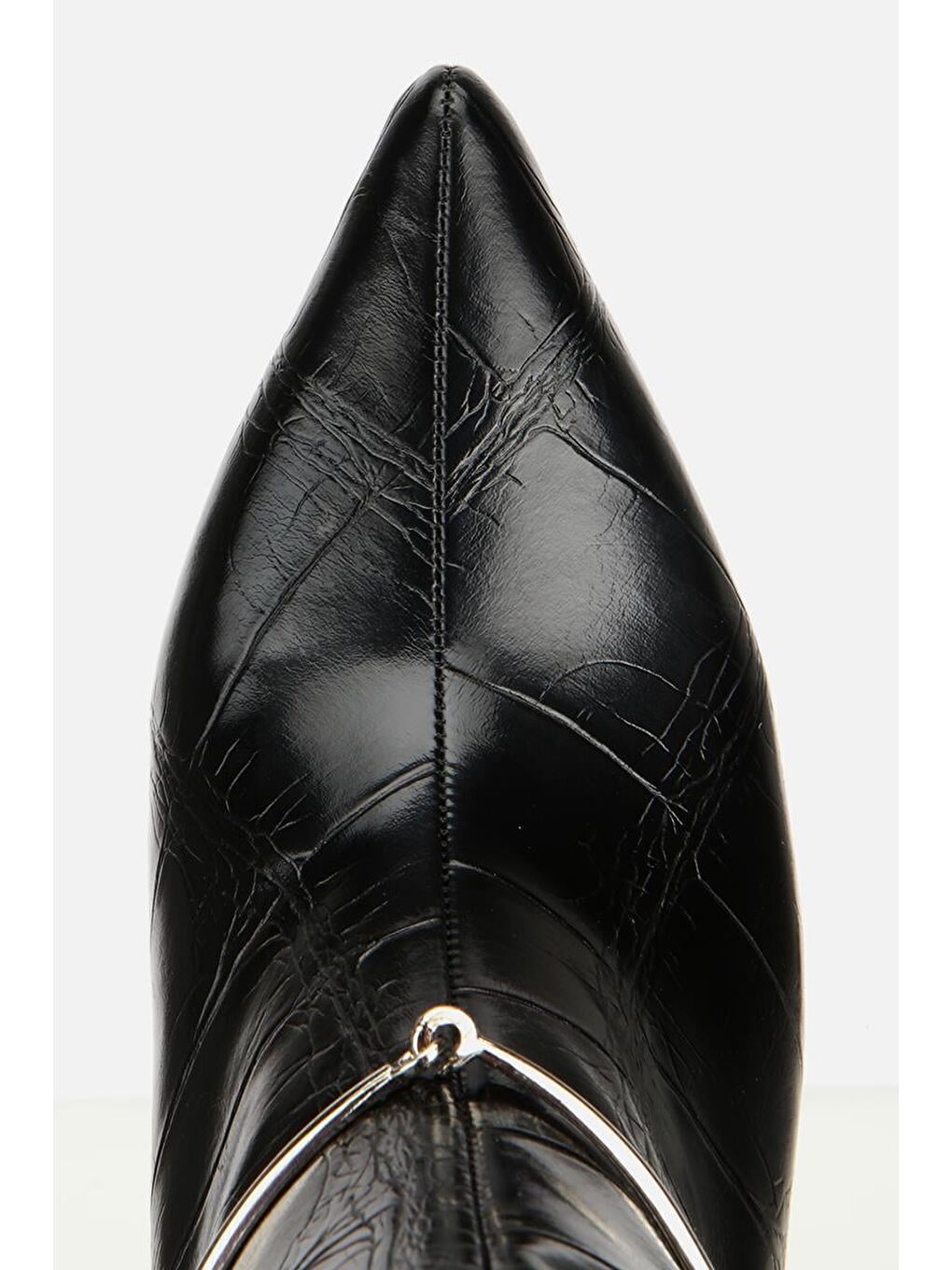 Kadın Siyah Kroko İnce Kemerli Tokalı Topuklu Çizme-3