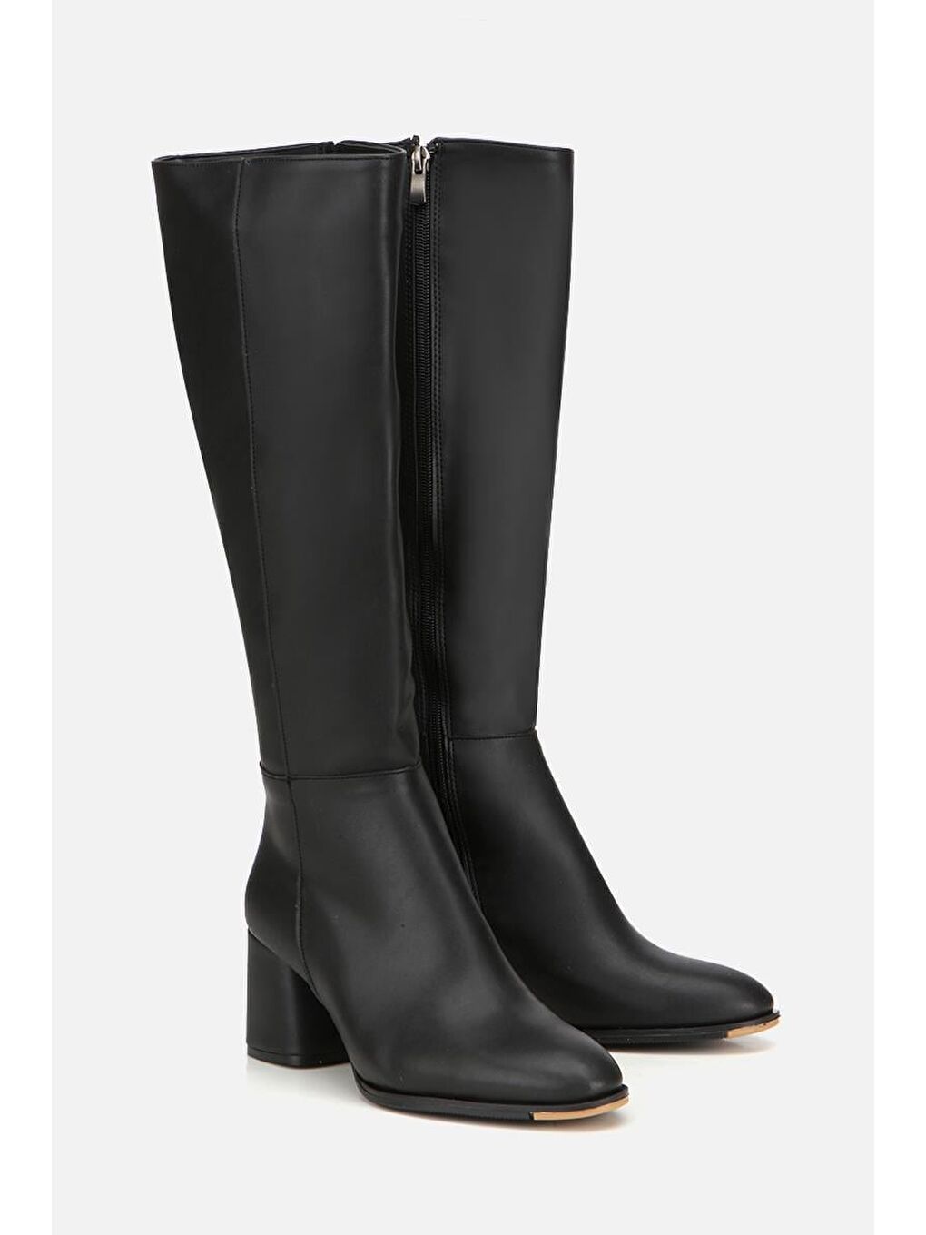 Kadın Siyah Dikiş Detaylı Topuklu Çizme-1