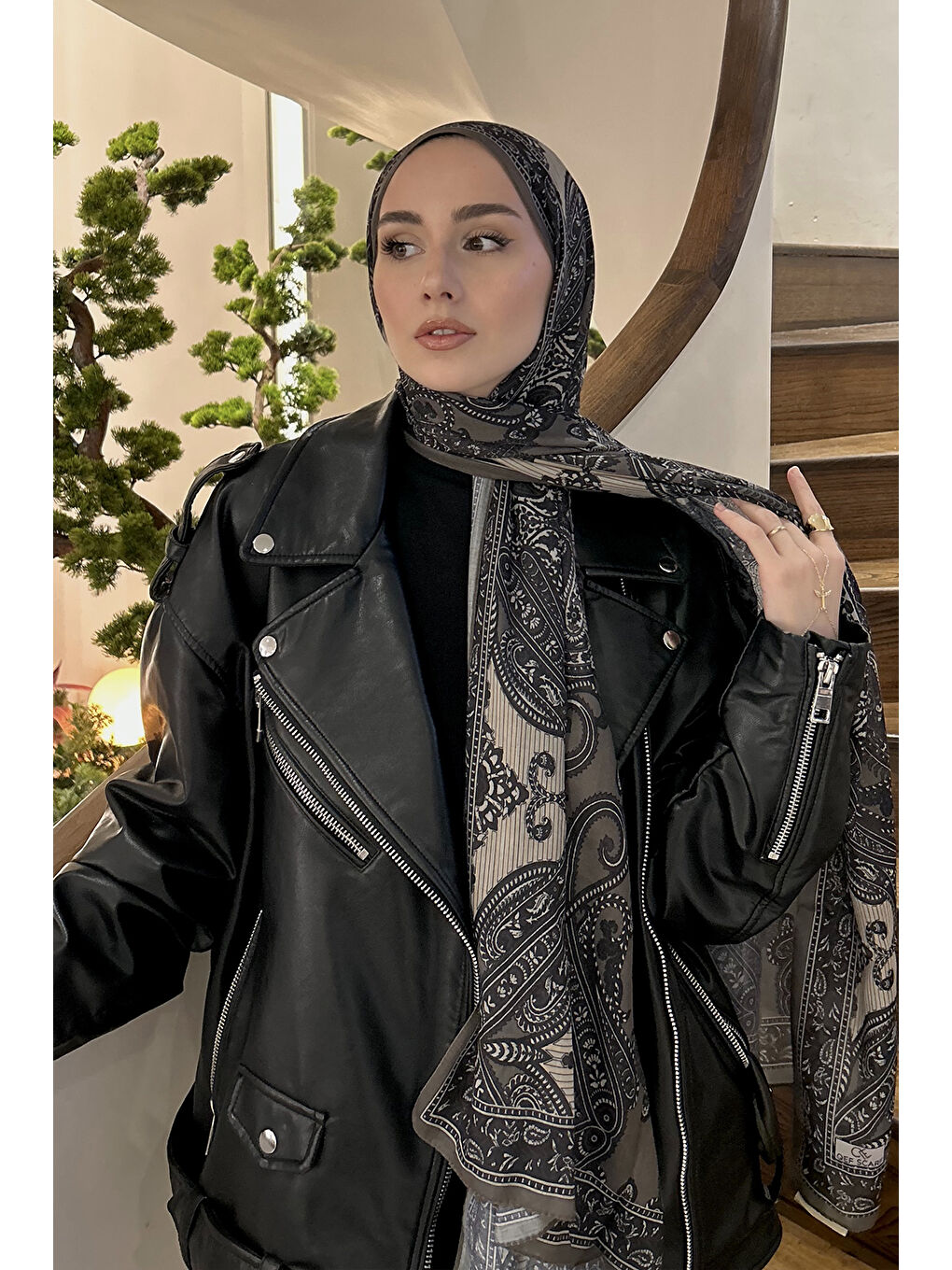 Pamuk Şal Shadow Haki Yeşil-5