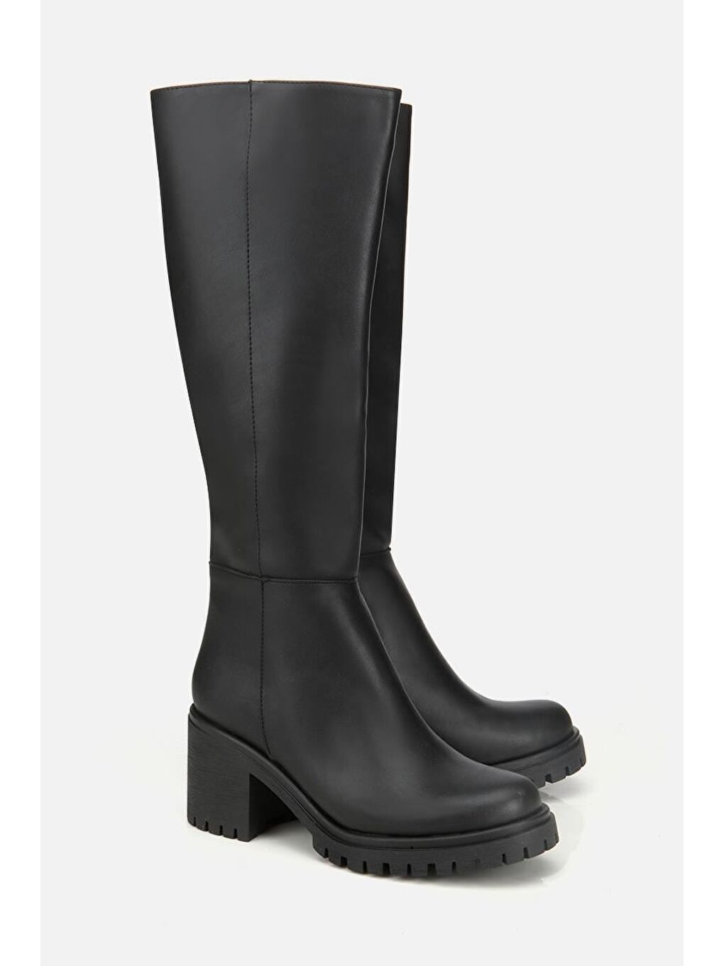 Kadın Siyah Kalın Tabanlı Topuklu Çizme-1