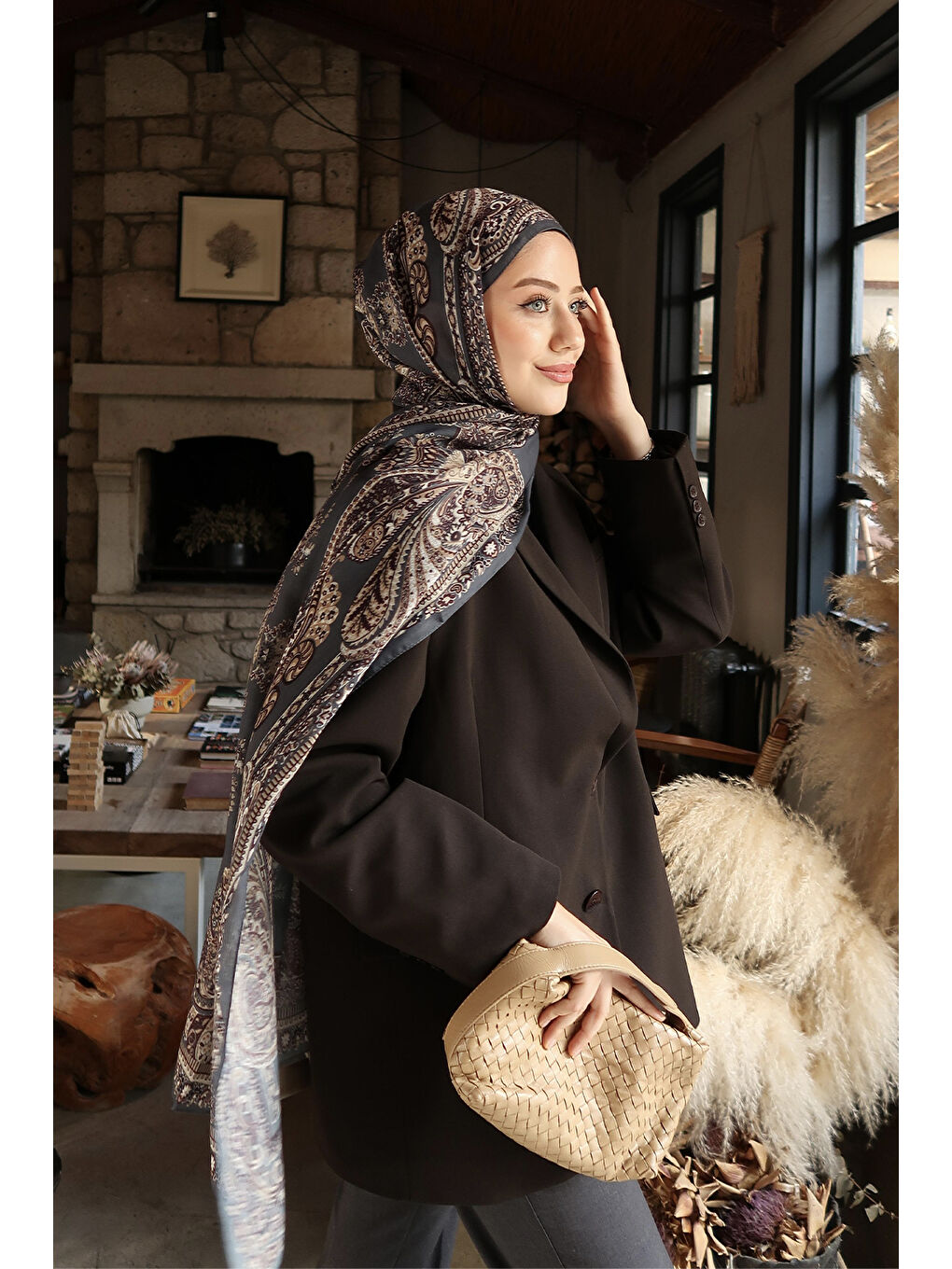 Yeşil Pamuk Şal Flow Olive-5