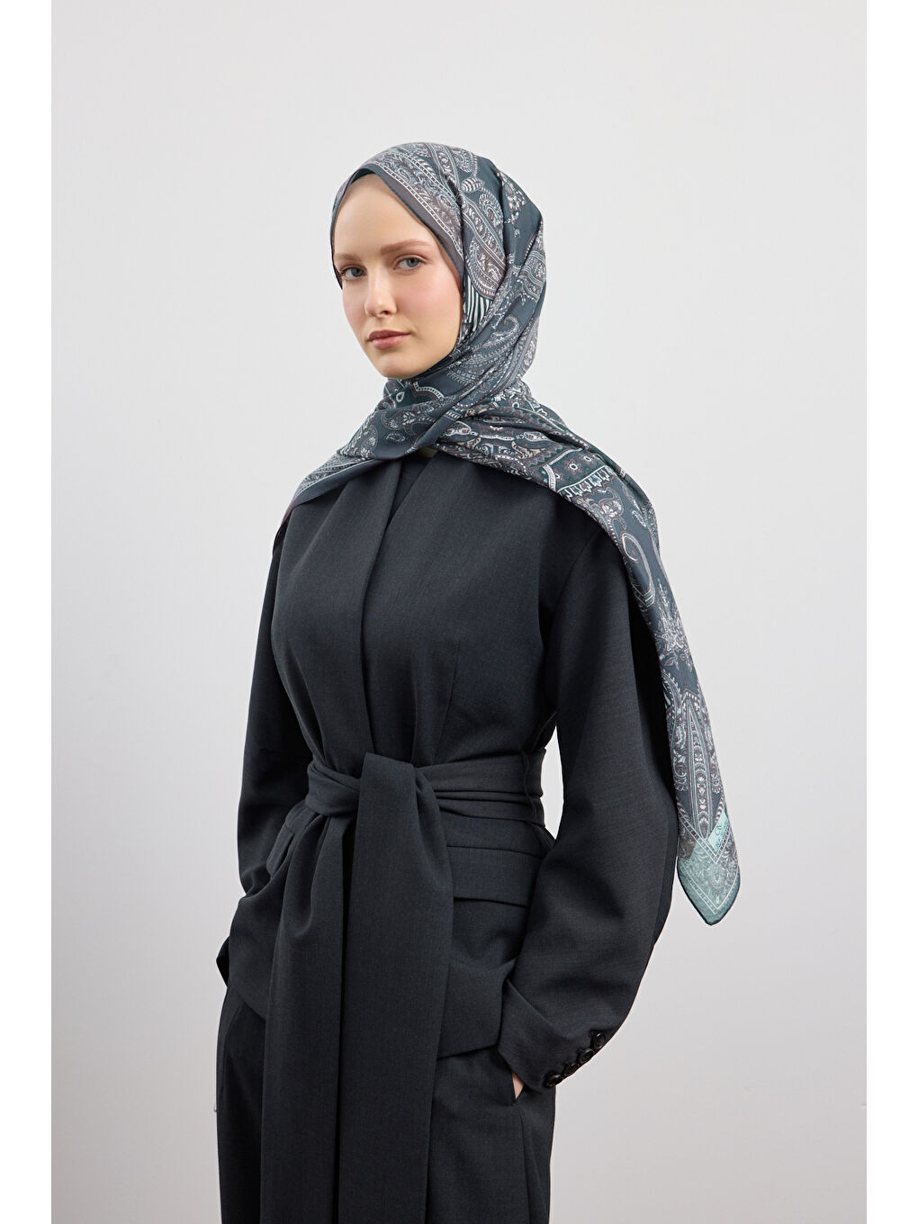 Pamuk Şal Shadow Gri-2