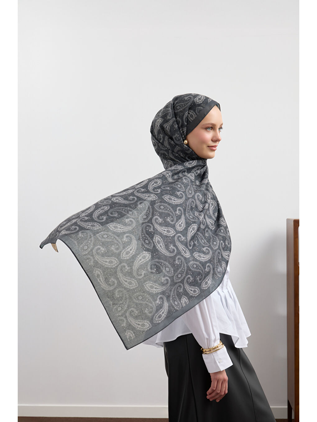 Gri Pamuk Şal Lune Füme-1