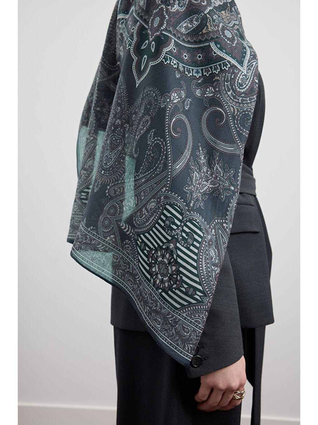 Pamuk Şal Shadow Gri-3