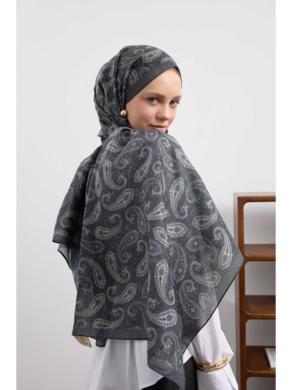 Gri Pamuk Şal Lune Füme-2
