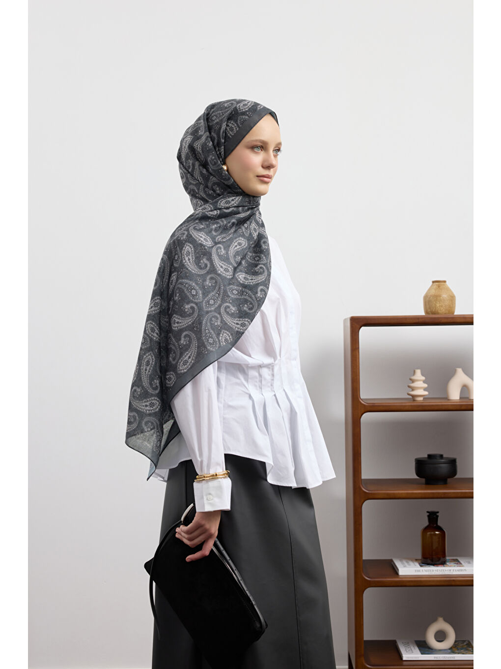 Gri Pamuk Şal Lune Füme-4