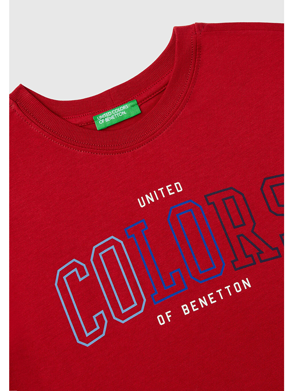 United Colors Of Benetton Kırmızı Erkek Çocuk Kırmızı Önü Çok Renkli Logo Baskılı Bisiklet Yaka Kısa Kollu T-Shirt - 2