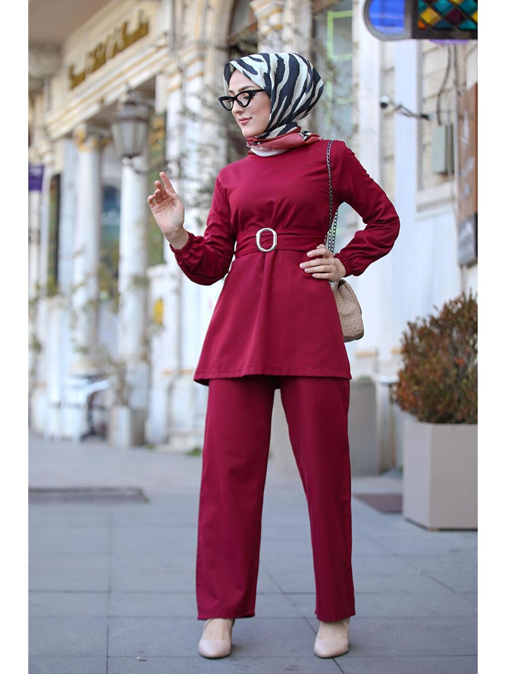 Orta Bordo Tunik Kadın Pantolon- 1366