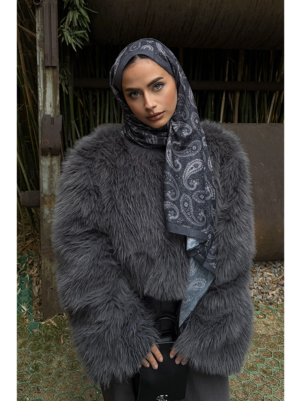 Gri Pamuk Şal Lune Füme-6