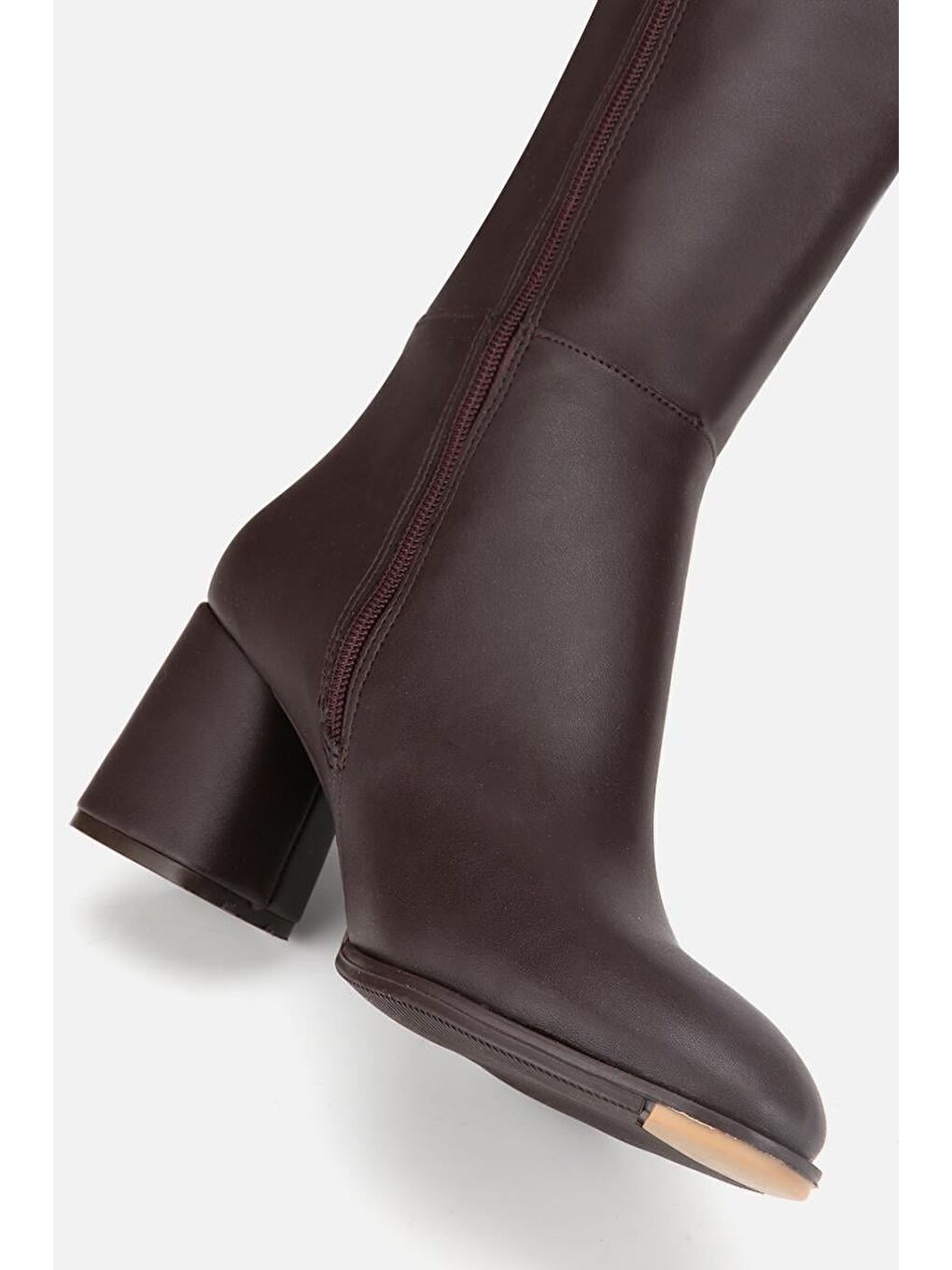 Kadın Kahverengi Dikiş Detaylı Topuklu Çizme-4
