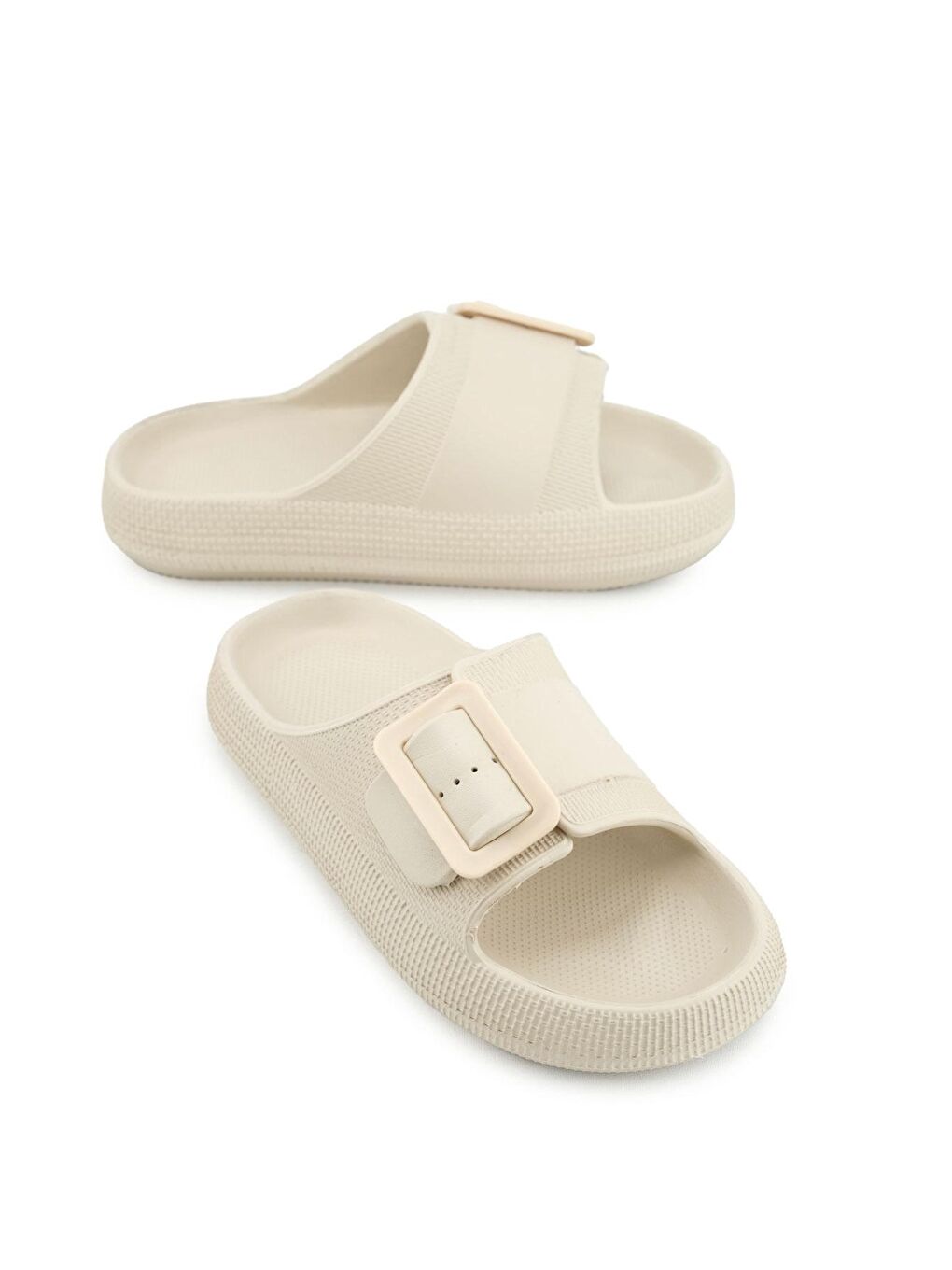 Bej Kadın Yazlık Tek Toka Ayarlanabilir Eva Banyo Bahçe Havuz Plaj Terlik